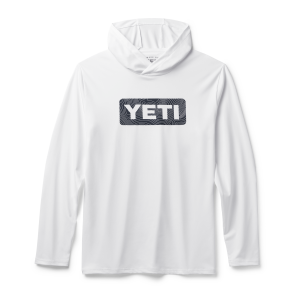 YETI Wave Logo Badge Hooded Long Sleeve Sunshirt White