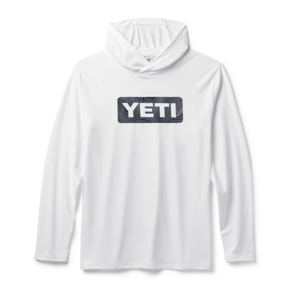 YETI Wave Logo Badge Hooded Long Sleeve Sunshirt White